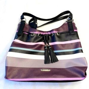 Liz Claiborne Purple Striped Handbag